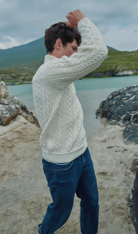 Aran Woollen Mills Knitted Merino Wool Polo Neck Sweater - B406
