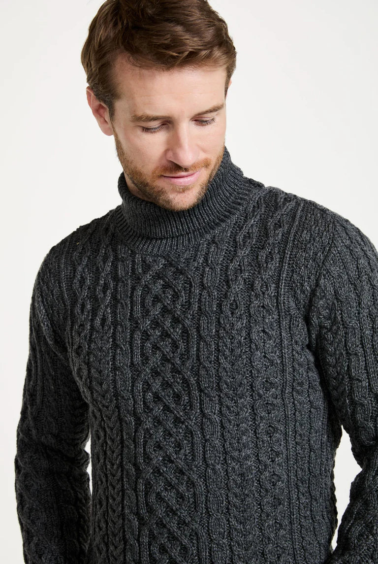 Aran Woollen Mills Knitted Merino Wool Polo Neck Sweater - B406