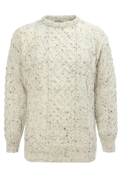 Classic Aran Jumper Traditional Unisex Crew Neck Sweater - C1347 - Yarmo Group