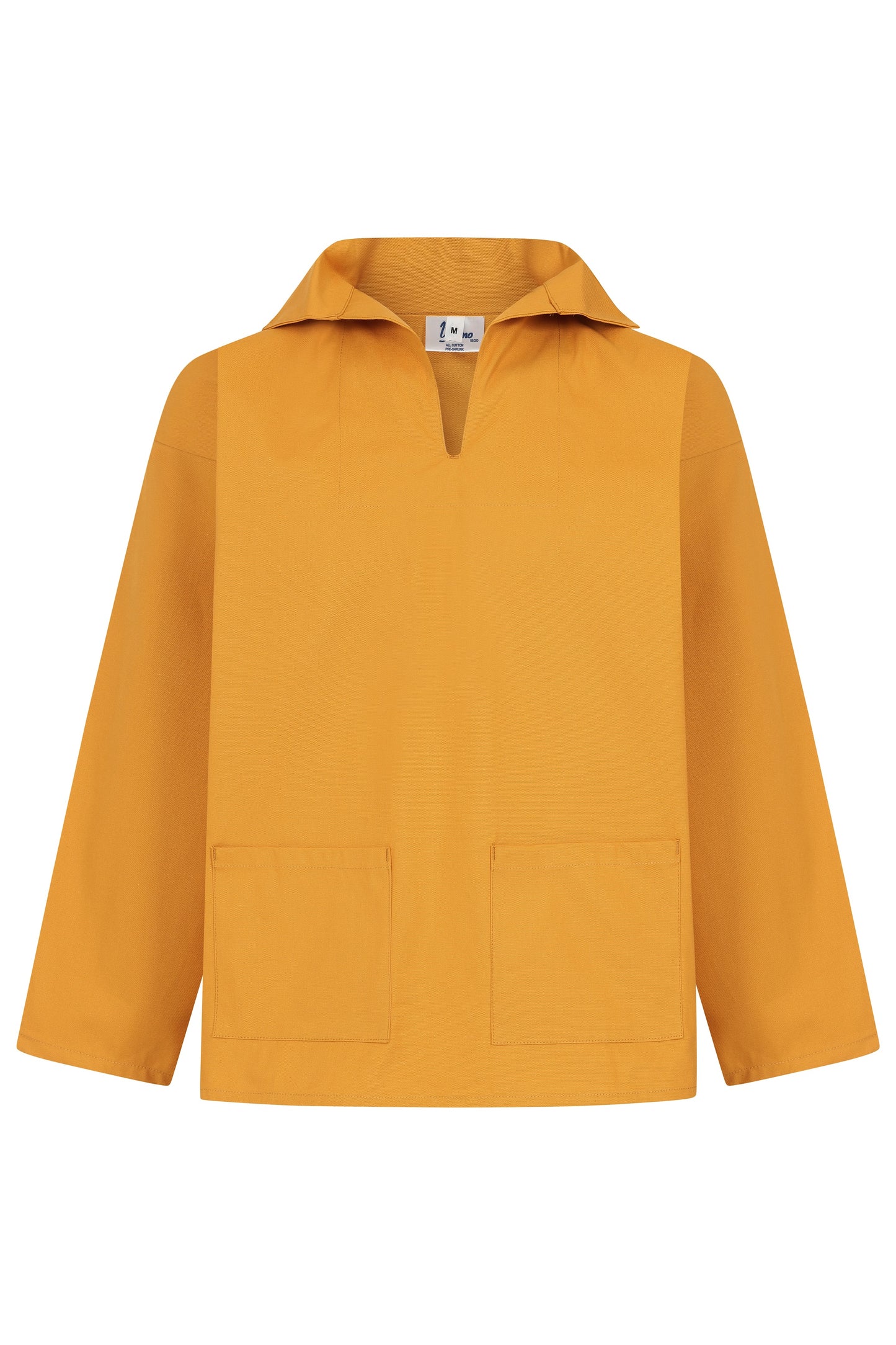 Yarmo Fishermans Sailcloth Cotton Smock V-Neck, Mustard - SM0304