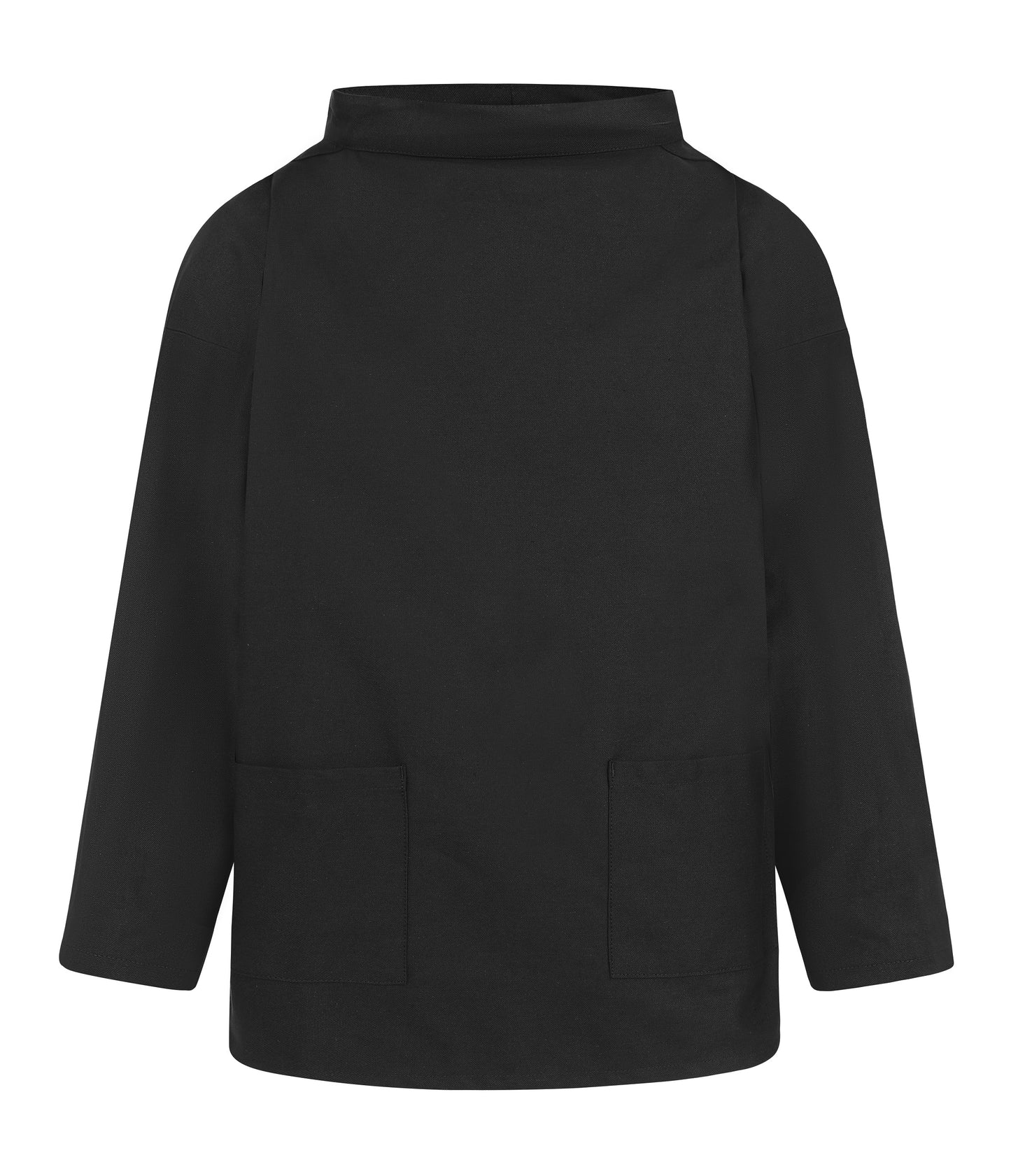 Yarmo Cotton Drill Fishermans Smock Round Neck, Black - SM01
