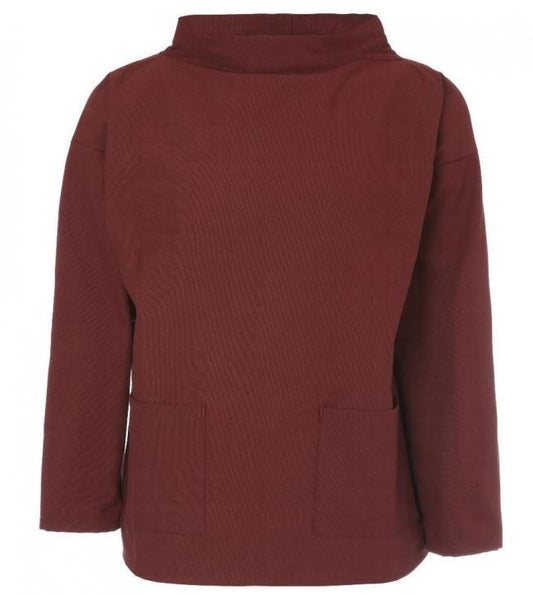 Yarmo Fishermans Sailcloth Cotton Smock Round Neck, Breton Red- SM0102