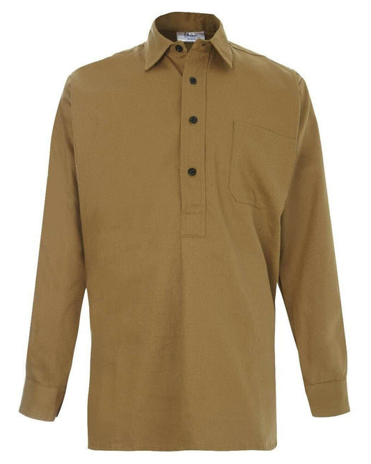 Yarmo Men's Long Sleeve Cotton Shirt, Khaki - SH011