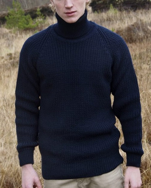 Men's Submariner Rib Roll Neck Sweater - Navy