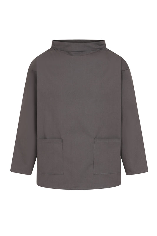 Yarmo Fishermans Sailcloth Cotton Smock Round Neck, Graphite Grey - SM0102